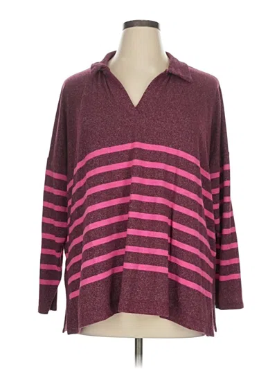 Pre-owned Maurices Long Sleeve Polo Shirt In Burgundy