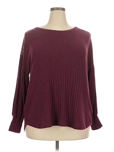 Pre-owned Maurices Long Sleeve Top Burgundy Boatneck Tops