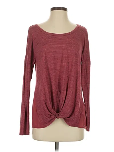 Pre-owned Maurices Long Sleeve Top Burgundy Keyhole Neckline Tops