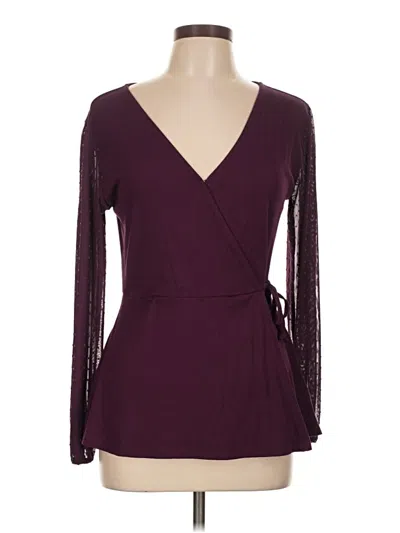 Pre-owned Maurices Long Sleeve Top Burgundy Plunge Neckline Tops