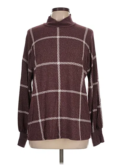 Pre-owned Maurices Long Sleeve Top Burgundy Turtleneck Tops