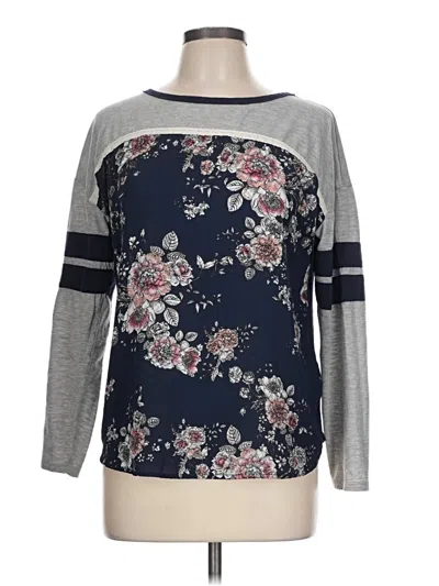Pre-owned Maurices Long Sleeve Top Gray Boatneck Tops