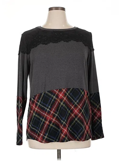 Pre-owned Maurices Long Sleeve Top Gray Crew Neck Tops