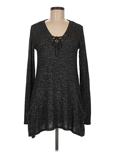 Pre-owned Maurices Long Sleeve Top Gray Keyhole Neckline Tops