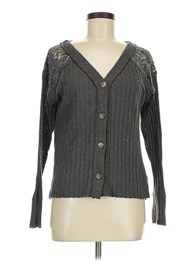 Pre-owned Maurices Long Sleeve Top Gray Plunge Neckline Tops