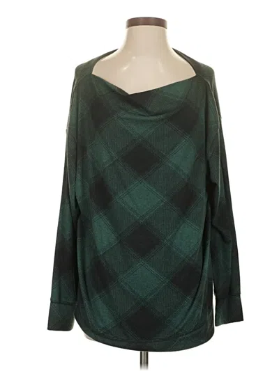 Pre-owned Maurices Long Sleeve Top Green Argyle Pattern Boatneck Tops