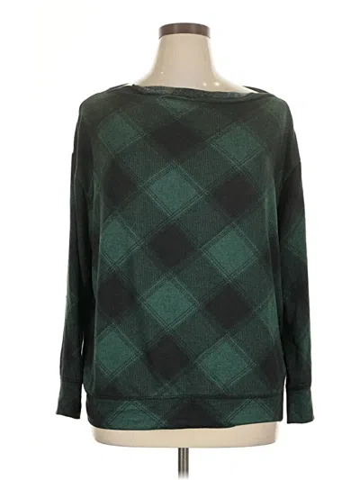 Pre-owned Maurices Long Sleeve Top Green Argyle Pattern Boatneck Tops