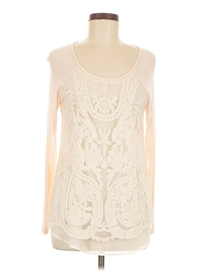 Pre-owned Maurices Long Sleeve Top Ivory Cold Shoulder Neckline Tops In White