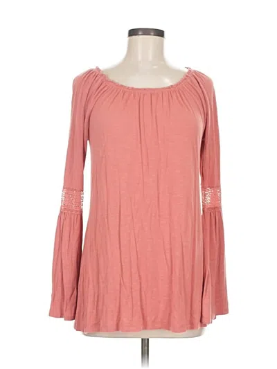 Pre-owned Maurices Long Sleeve Top Pink Cold Shoulder Neckline Tops