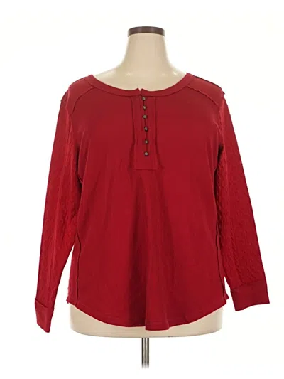 Pre-owned Maurices Long Sleeve Top Red Scoop Neck Tops