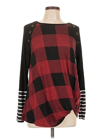 Pre-owned Maurices Long Sleeve Top Red Square Neckline Tops