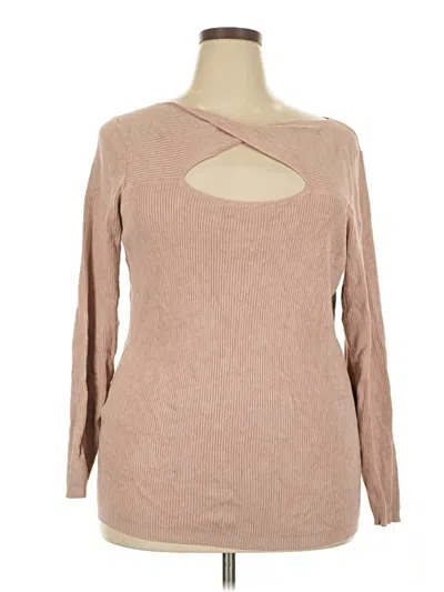 Pre-owned Maurices Long Sleeve Top Tan Keyhole Neckline Tops In Brown