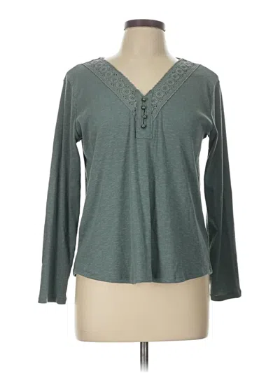 Pre-owned Maurices Long Sleeve Top Teal V Neck Tops In Blue