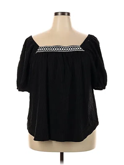 Maurices Short Sleeve Blouse In Black