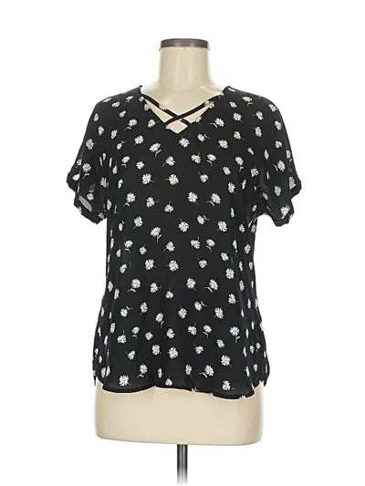 Pre-owned Maurices Short Sleeve Blouse In Black