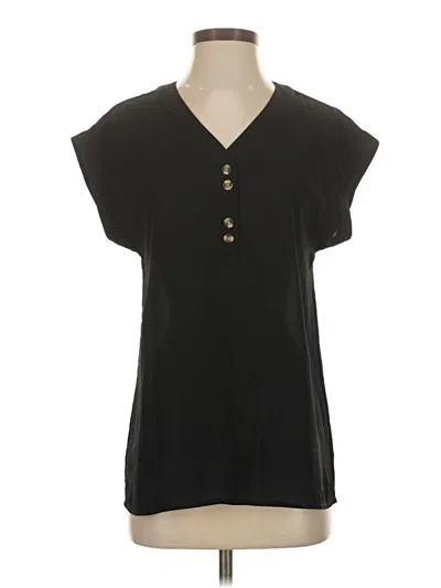 Pre-owned Maurices Short Sleeve Blouse In Black