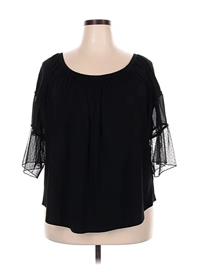 Pre-owned Maurices Short Sleeve Blouse In Black