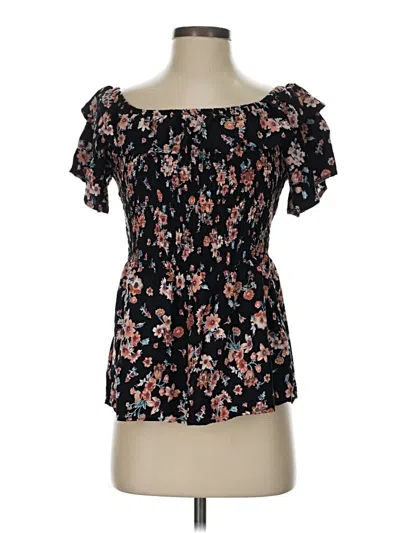 Pre-owned Maurices Short Sleeve Blouse In Black