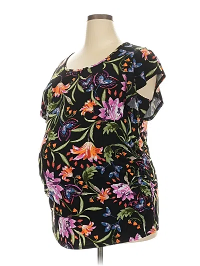 Pre-owned Maurices Short Sleeve Blouse In Black