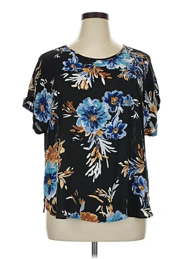 Pre-owned Maurices Short Sleeve Blouse In Black