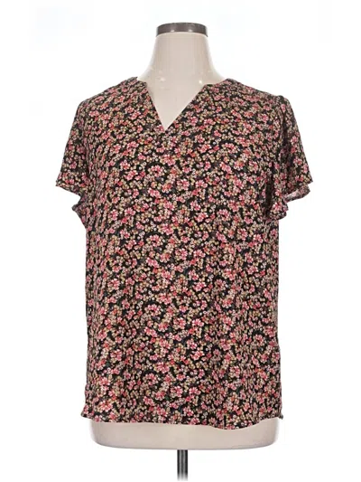 Pre-owned Maurices Short Sleeve Blouse In Black