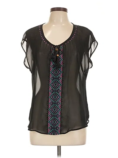 Pre-owned Maurices Short Sleeve Blouse In Black