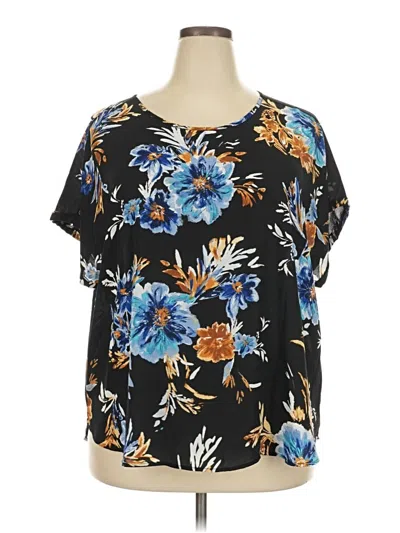 Pre-owned Maurices Short Sleeve Blouse In Black
