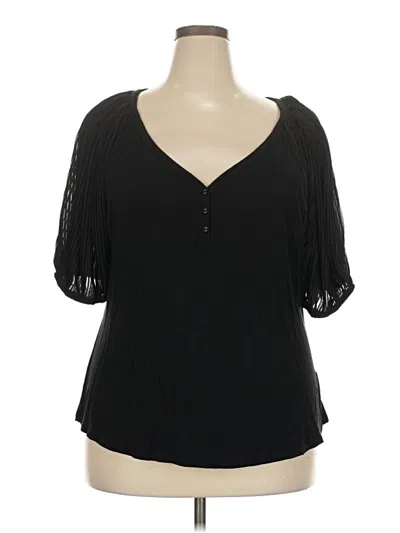 Pre-owned Maurices Short Sleeve Blouse In Black