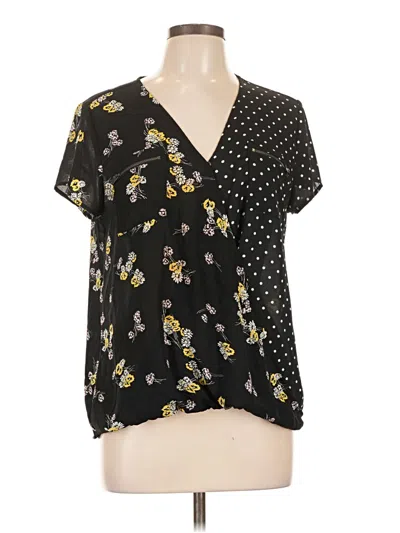 Pre-owned Maurices Short Sleeve Blouse In Black