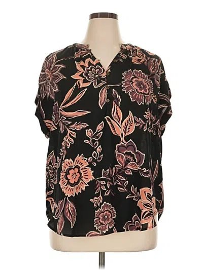 Pre-owned Maurices Short Sleeve Blouse In Black
