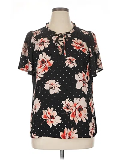 Pre-owned Maurices Short Sleeve Blouse In Black