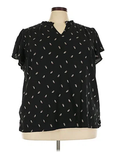 Pre-owned Maurices Short Sleeve Blouse In Black