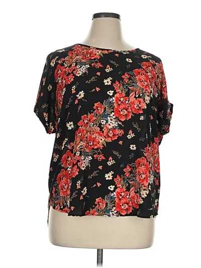 Pre-owned Maurices Short Sleeve Blouse In Black