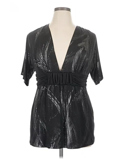 Pre-owned Maurices Short Sleeve Blouse In Black