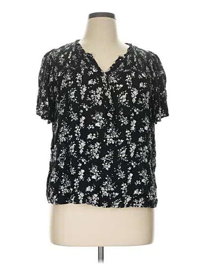 Pre-owned Maurices Short Sleeve Blouse In Black