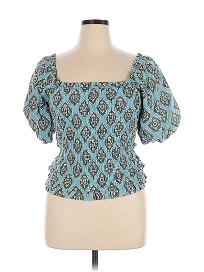 Pre-owned Maurices Short Sleeve Blouse In Blue