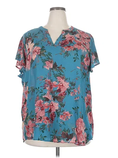 Pre-owned Maurices Short Sleeve Blouse In Blue