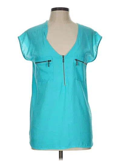 Pre-owned Maurices Short Sleeve Blouse In Blue