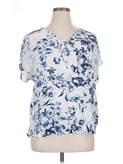 Pre-owned Maurices Short Sleeve Blouse In Blue