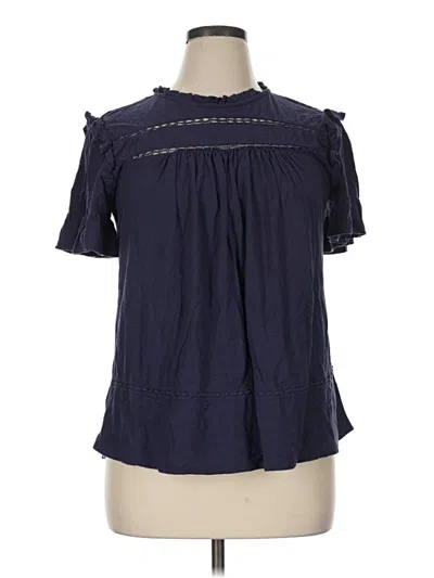 Pre-owned Maurices Short Sleeve Blouse In Blue