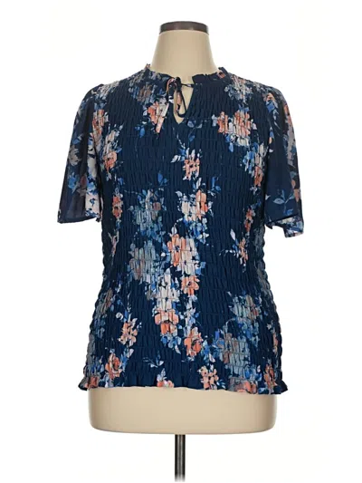 Pre-owned Maurices Short Sleeve Blouse In Blue