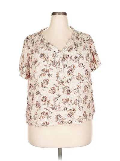 Pre-owned Maurices Short Sleeve Blouse In Brown