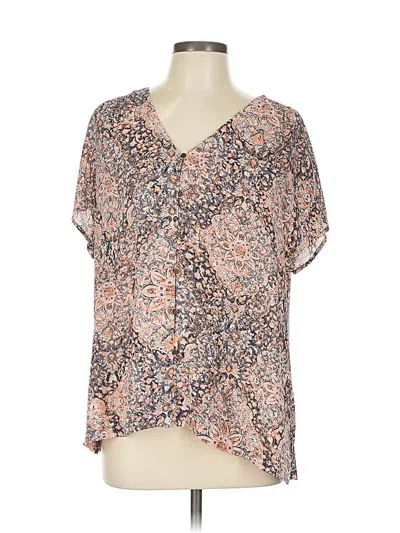Pre-owned Maurices Short Sleeve Blouse In Brown