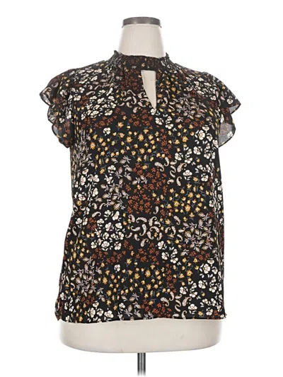 Pre-owned Maurices Short Sleeve Blouse In Brown