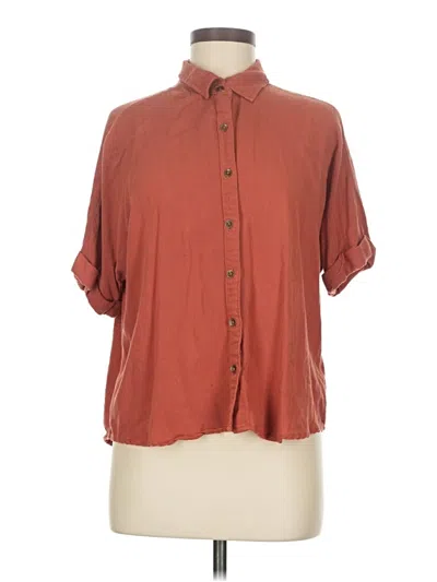 Pre-owned Maurices Short Sleeve Blouse In Brown