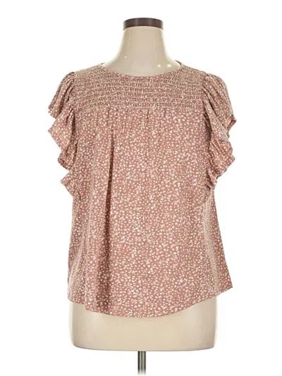 Pre-owned Maurices Short Sleeve Blouse In Brown