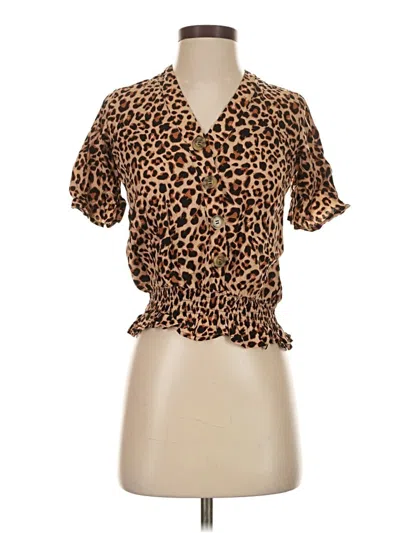 Pre-owned Maurices Short Sleeve Blouse In Brown