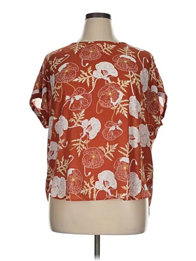 Pre-owned Maurices Short Sleeve Blouse In Brown