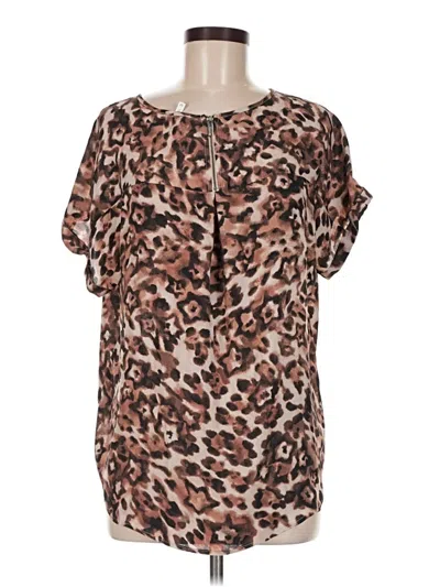 Pre-owned Maurices Short Sleeve Blouse In Brown
