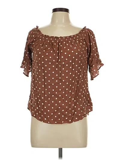 Pre-owned Maurices Short Sleeve Blouse In Brown
